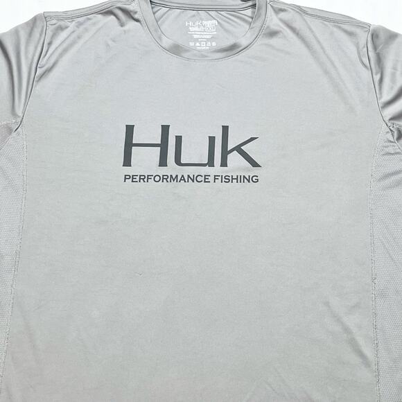 Huk Fishing Long Sleeve Performance Shirt XXL Gray Outdoor Crew Neck - Picture 3 of 6